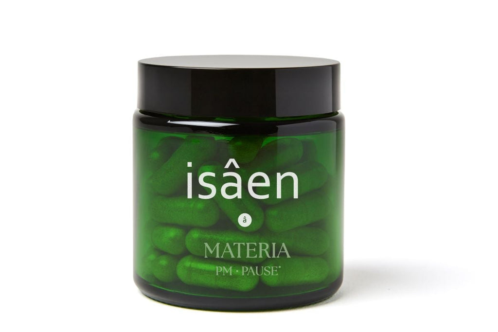 MATERIA PM·PAUSE de isâen — suplemento nocturno para la recuperación muscular (vista frontal)